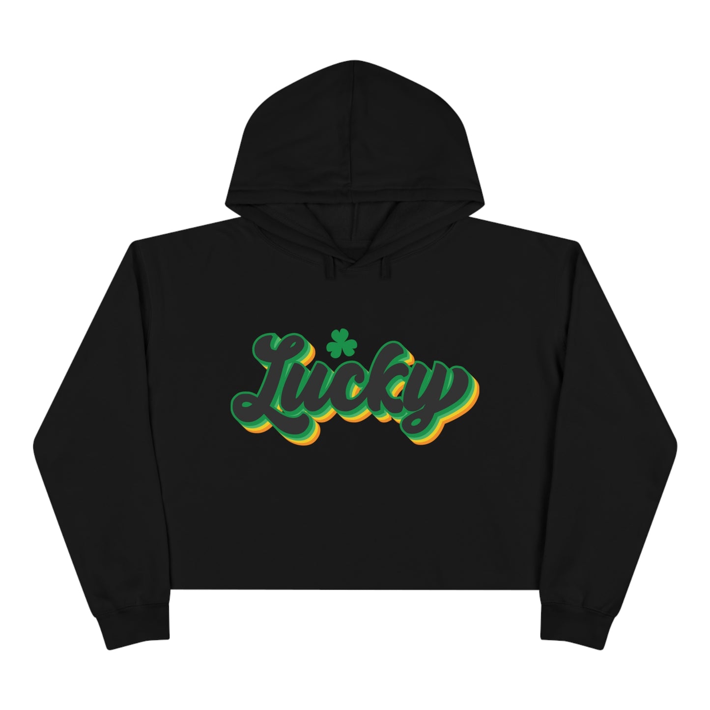 Crop St Patricks Day 4 Leaf Clover Hoodie