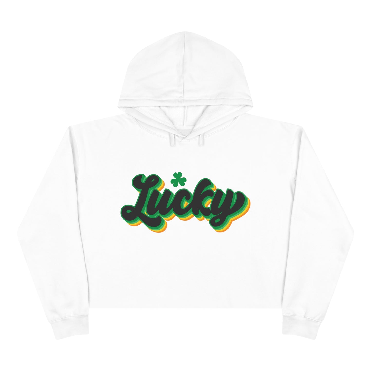 Crop St Patricks Day 4 Leaf Clover Hoodie