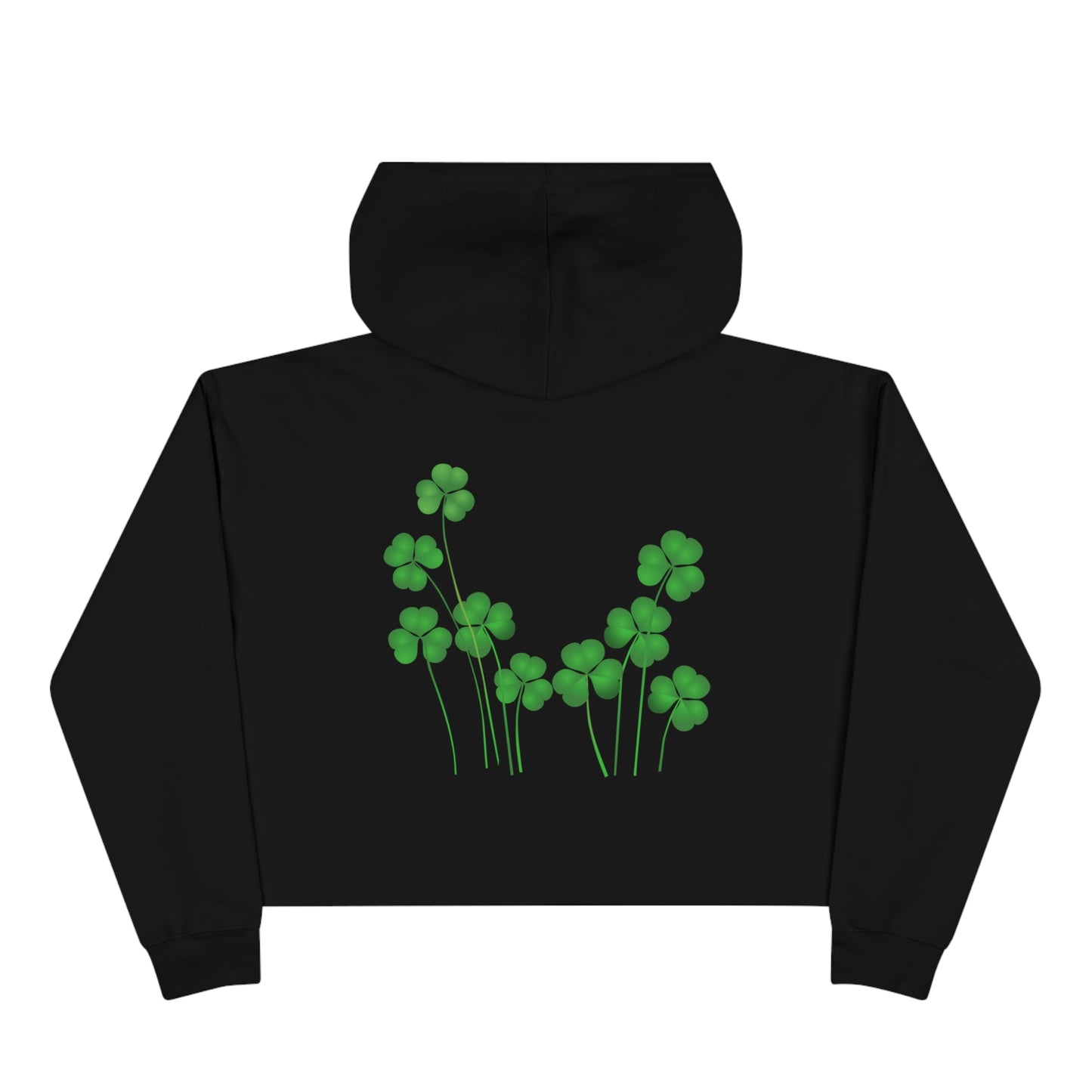Crop St Patricks Day 4 Leaf Clover Hoodie