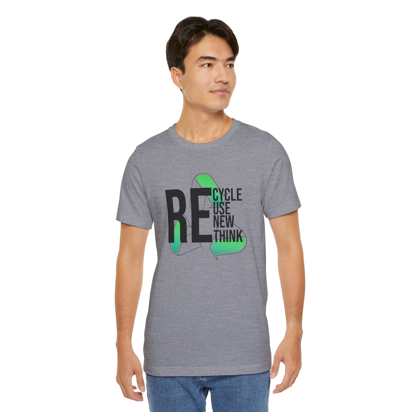 Recycle Reuse Renew Rethink Earthday S-3XL Unisex Jersey Short Sleeve Tee