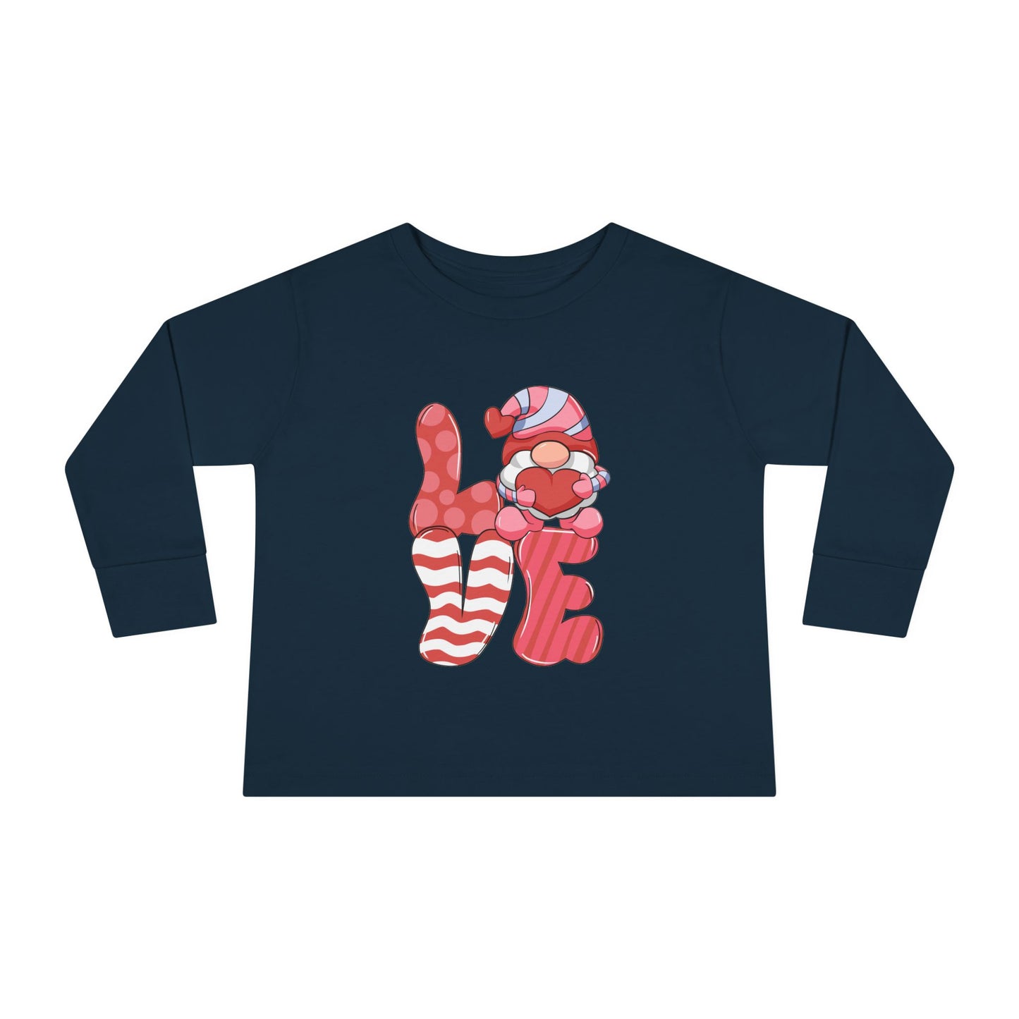 Love Gnome Valentines Day Toddler Long Sleeve Tee