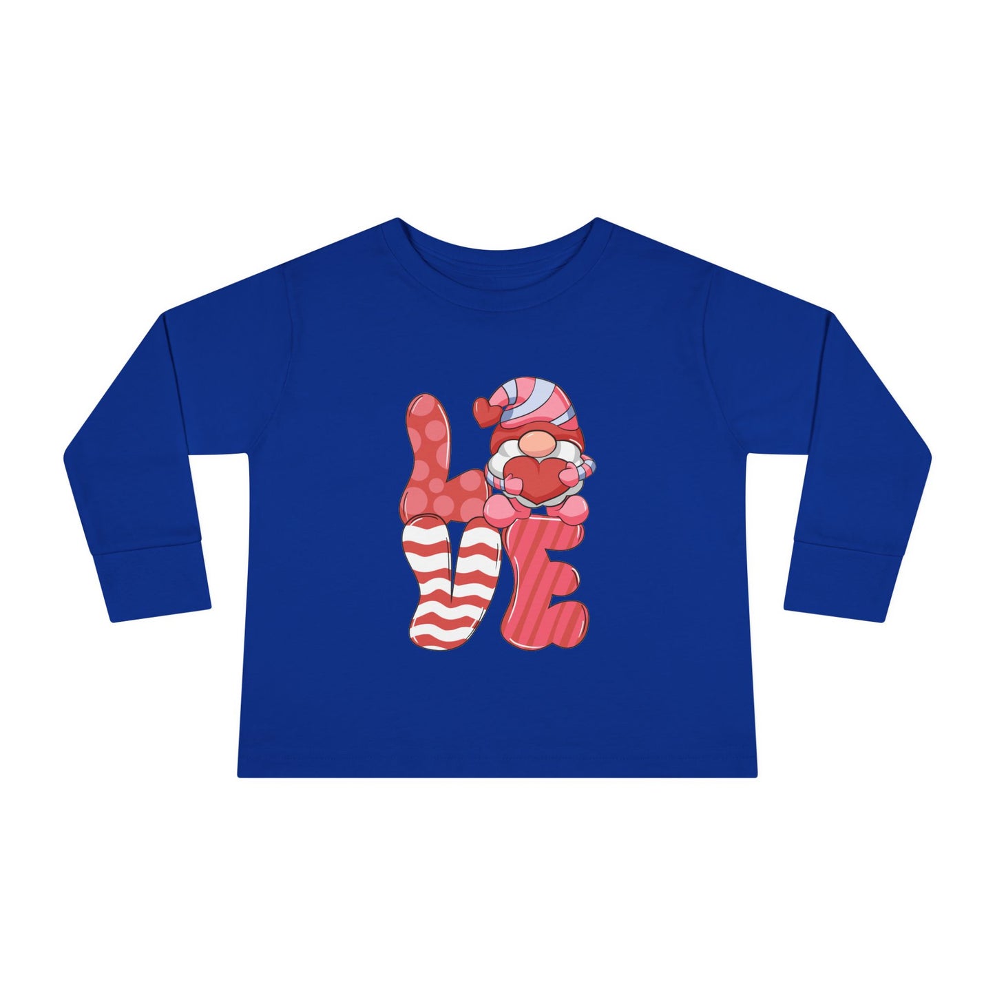 Love Gnome Valentines Day Toddler Long Sleeve Tee