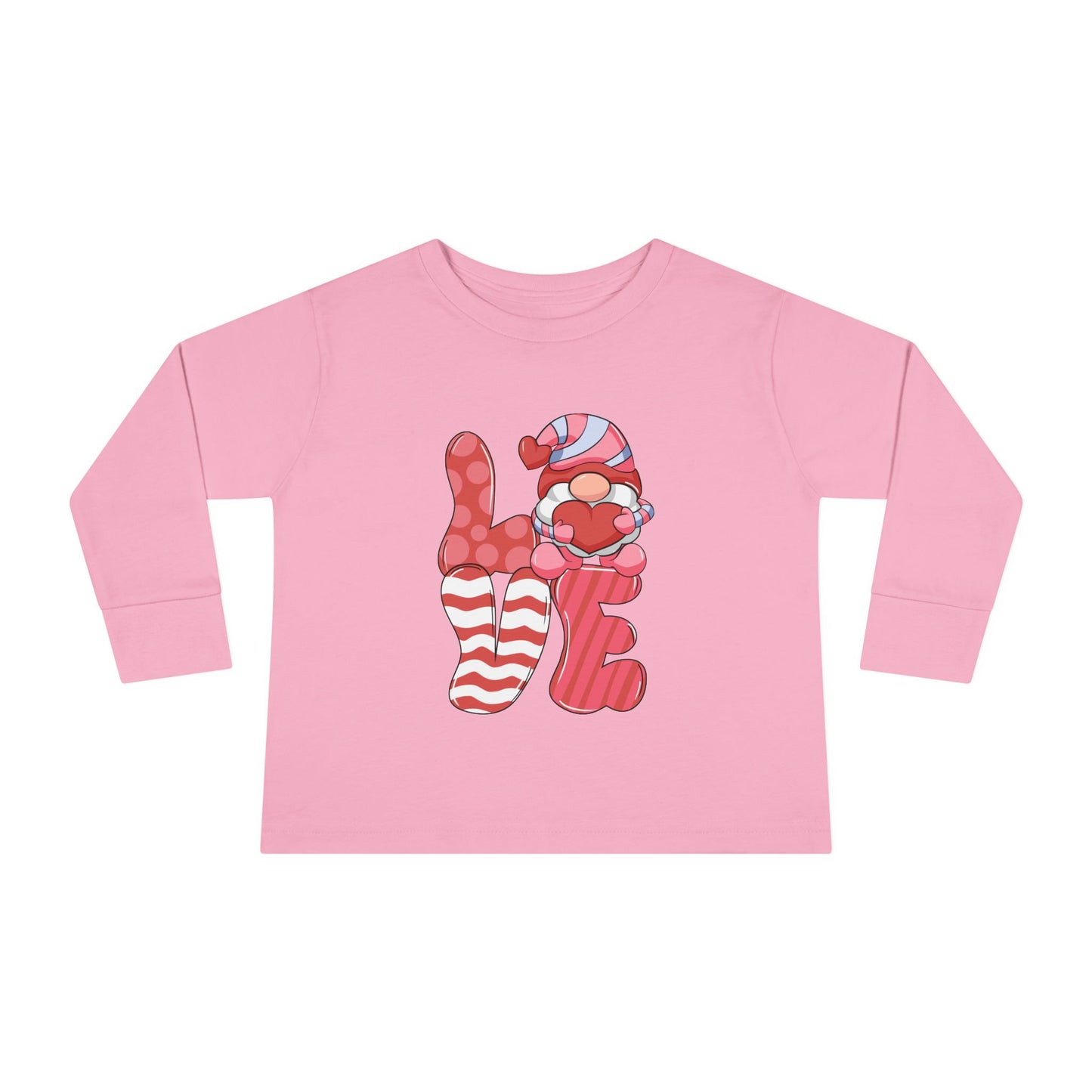 Love Gnome Valentines Day Toddler Long Sleeve Tee