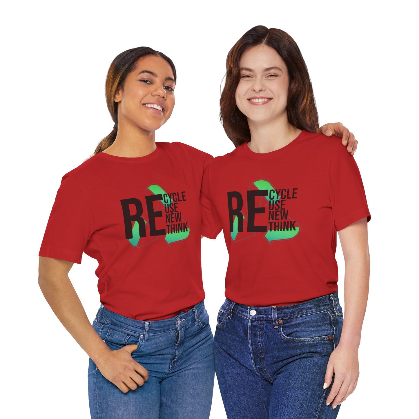Recycle Reuse Renew Rethink Earthday S-3XL Unisex Jersey Short Sleeve Tee
