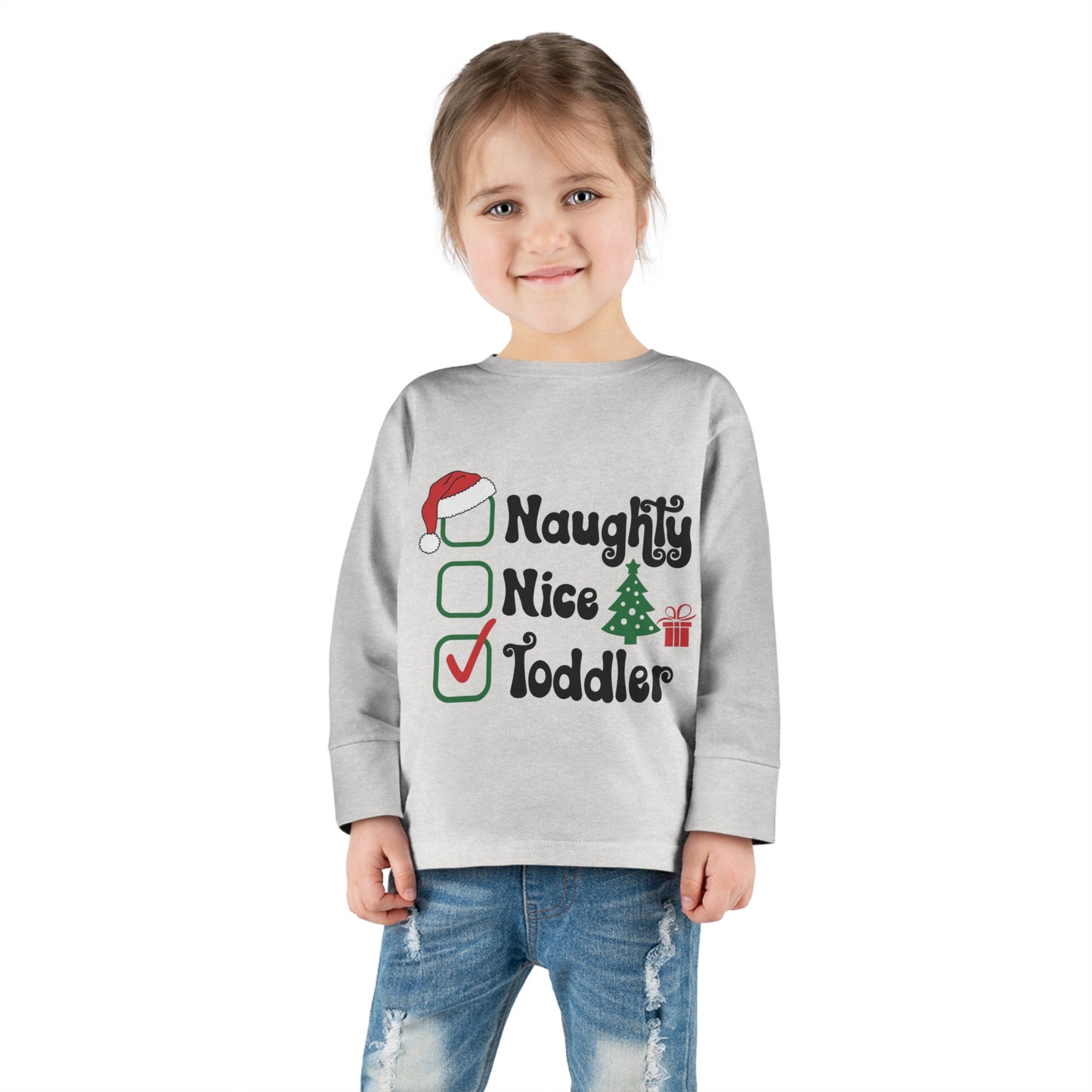 Naughty nice toddler checklist holiday Toddler Long Sleeve Tee