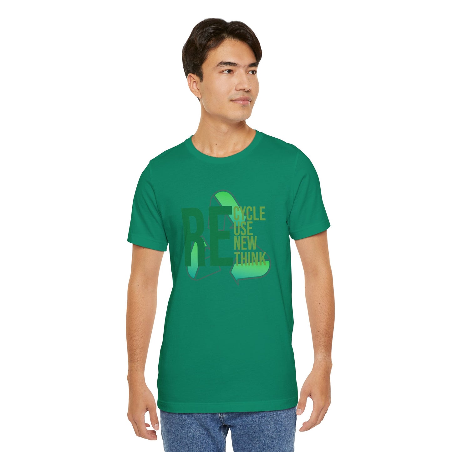 Recycle Reuse Renew Rethink Earthday S-3XL Unisex Jersey Short Sleeve Tee