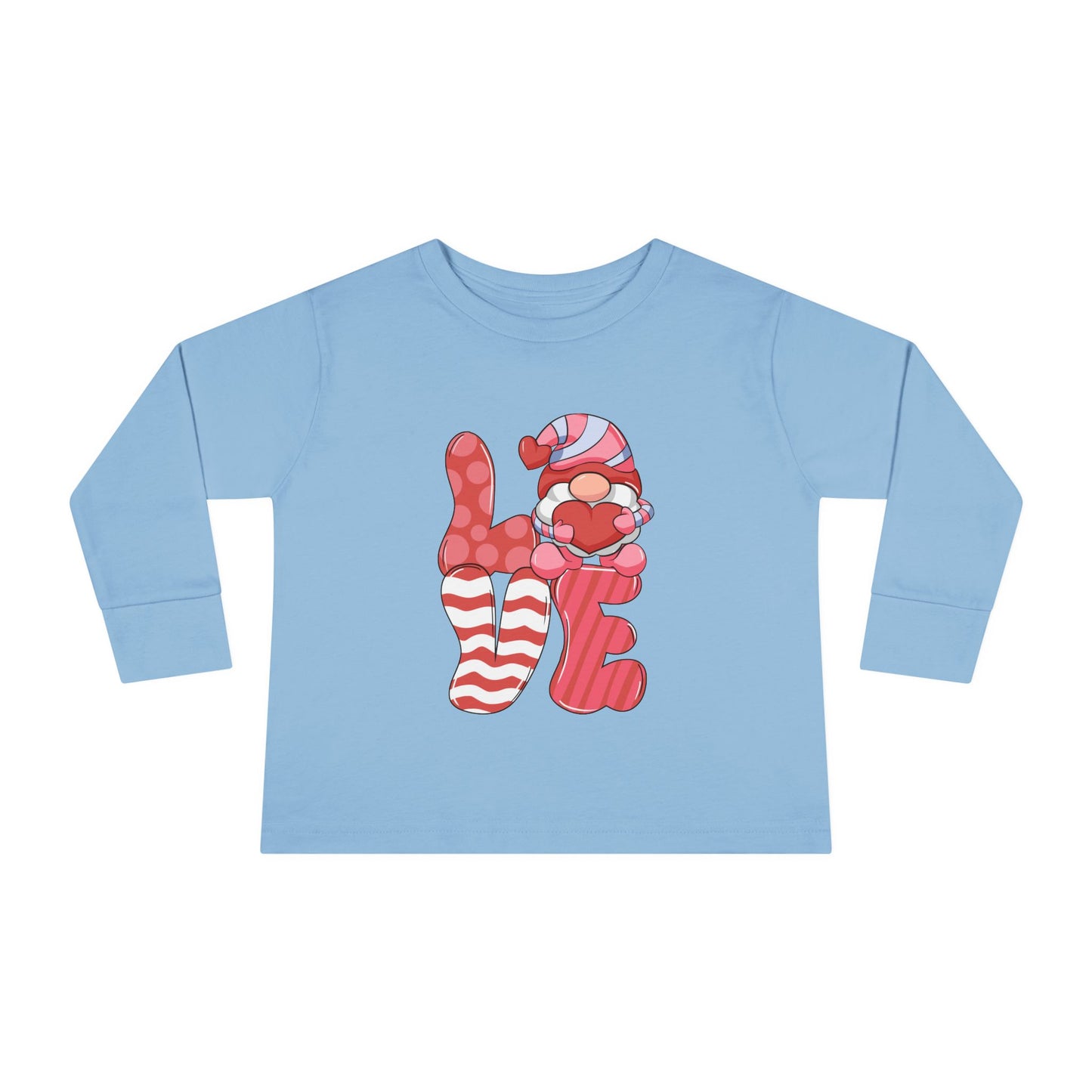 Love Gnome Valentines Day Toddler Long Sleeve Tee