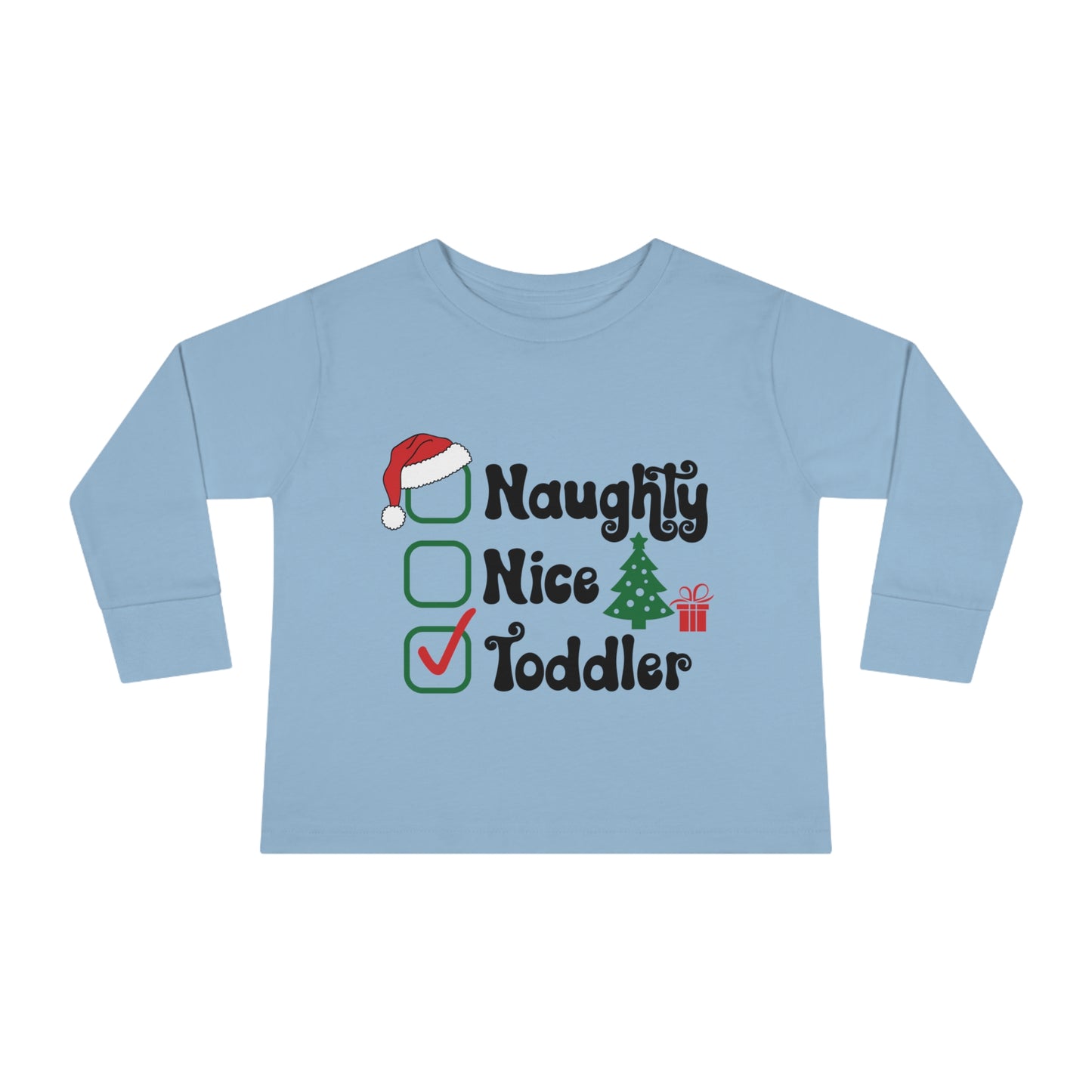 Naughty nice toddler checklist holiday Toddler Long Sleeve Tee