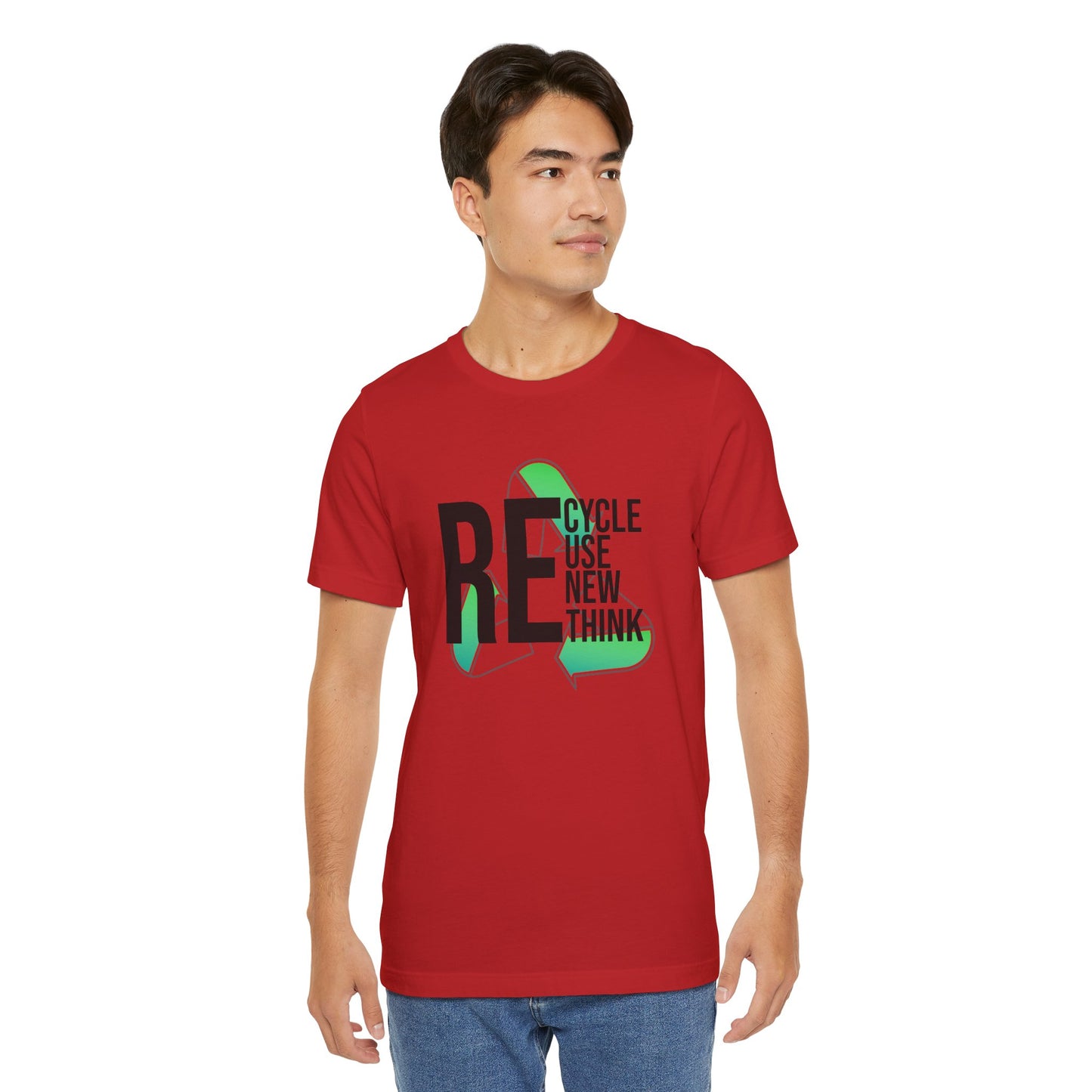 Recycle Reuse Renew Rethink Earthday S-3XL Unisex Jersey Short Sleeve Tee