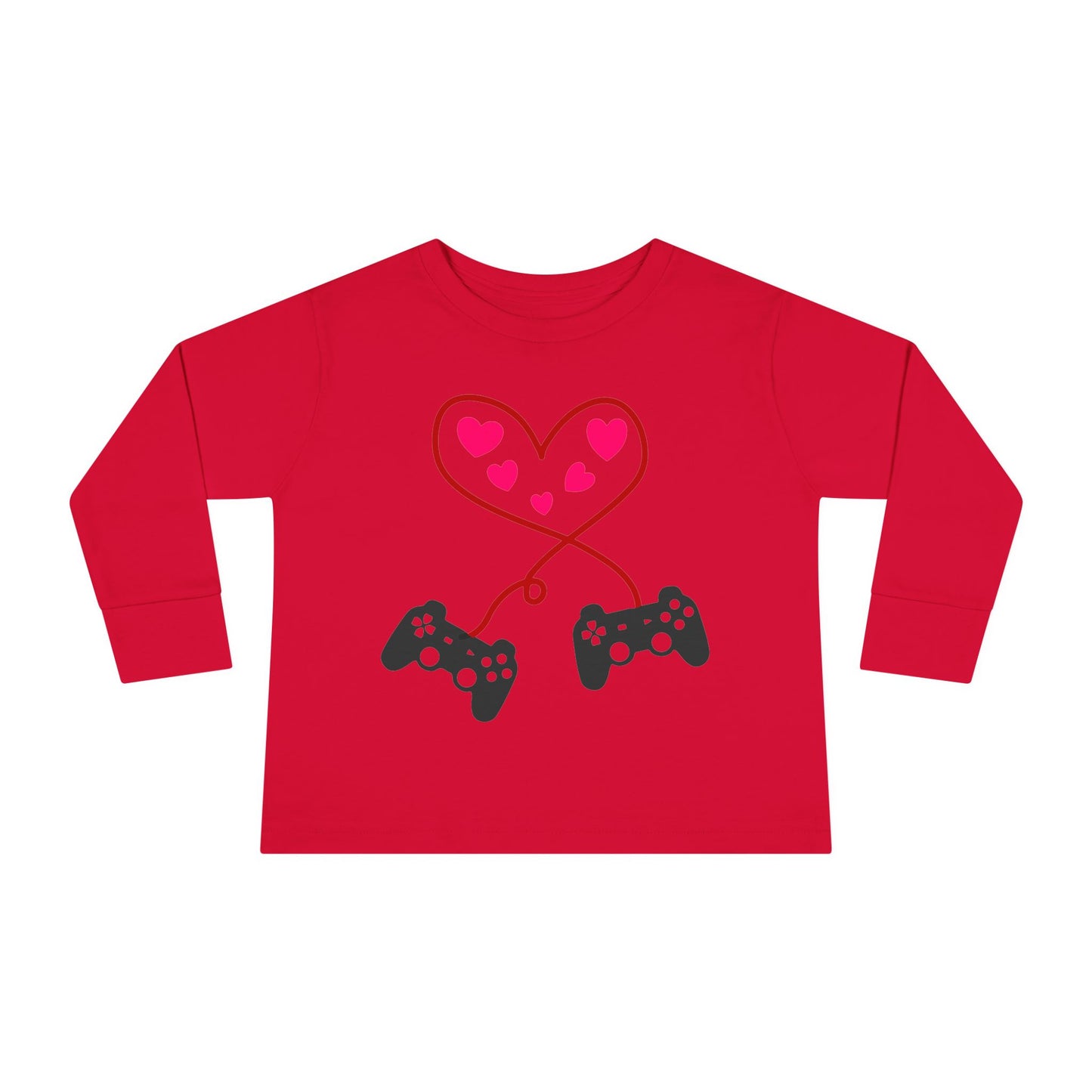 Video Game Controller Heart Valentines Day Gamer Toddler Long Sleeve Tee