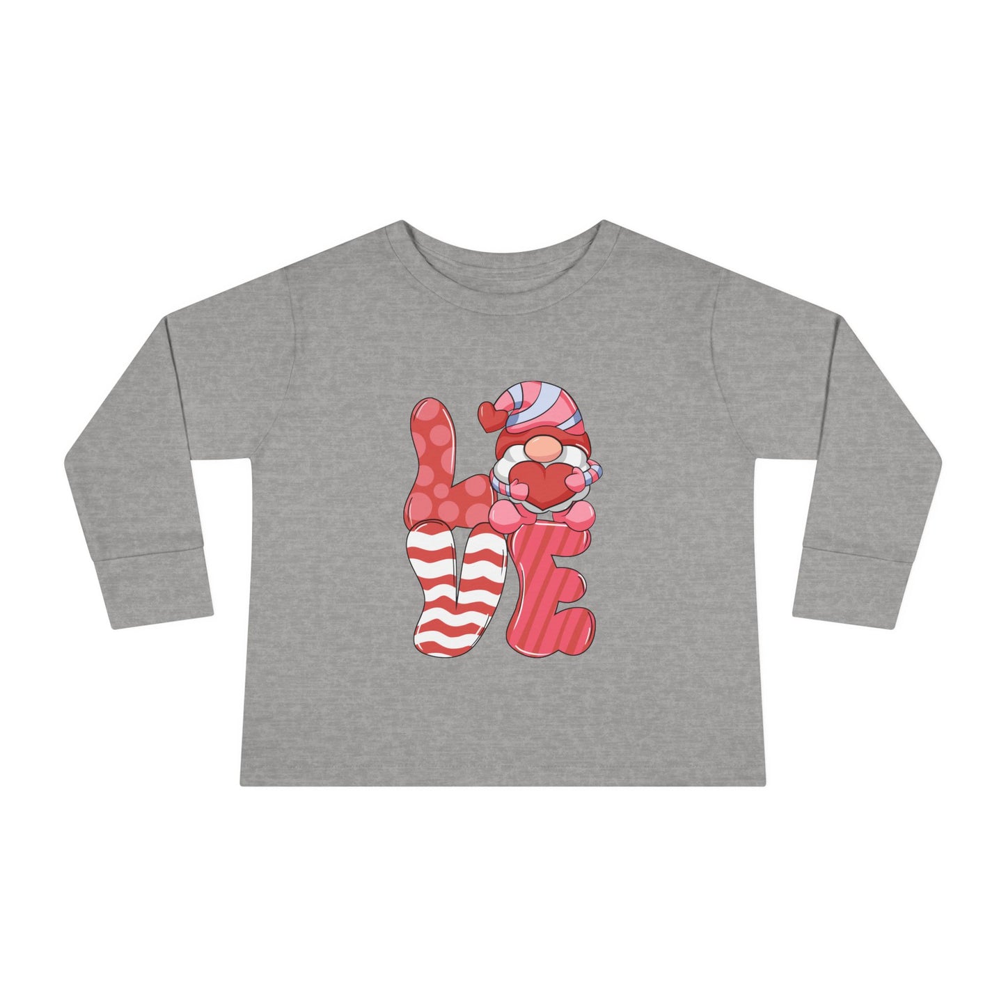 Love Gnome Valentines Day Toddler Long Sleeve Tee