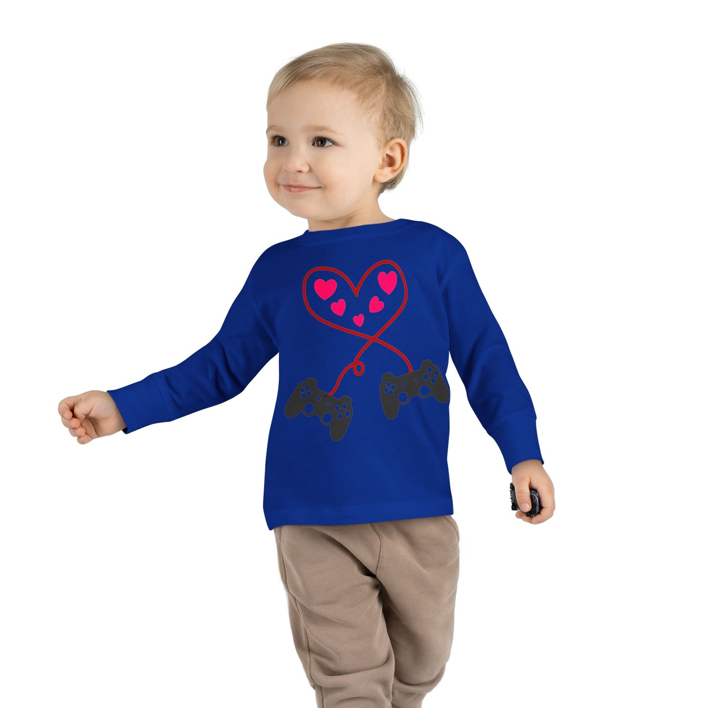 Video Game Controller Heart Valentines Day Gamer Toddler Long Sleeve Tee