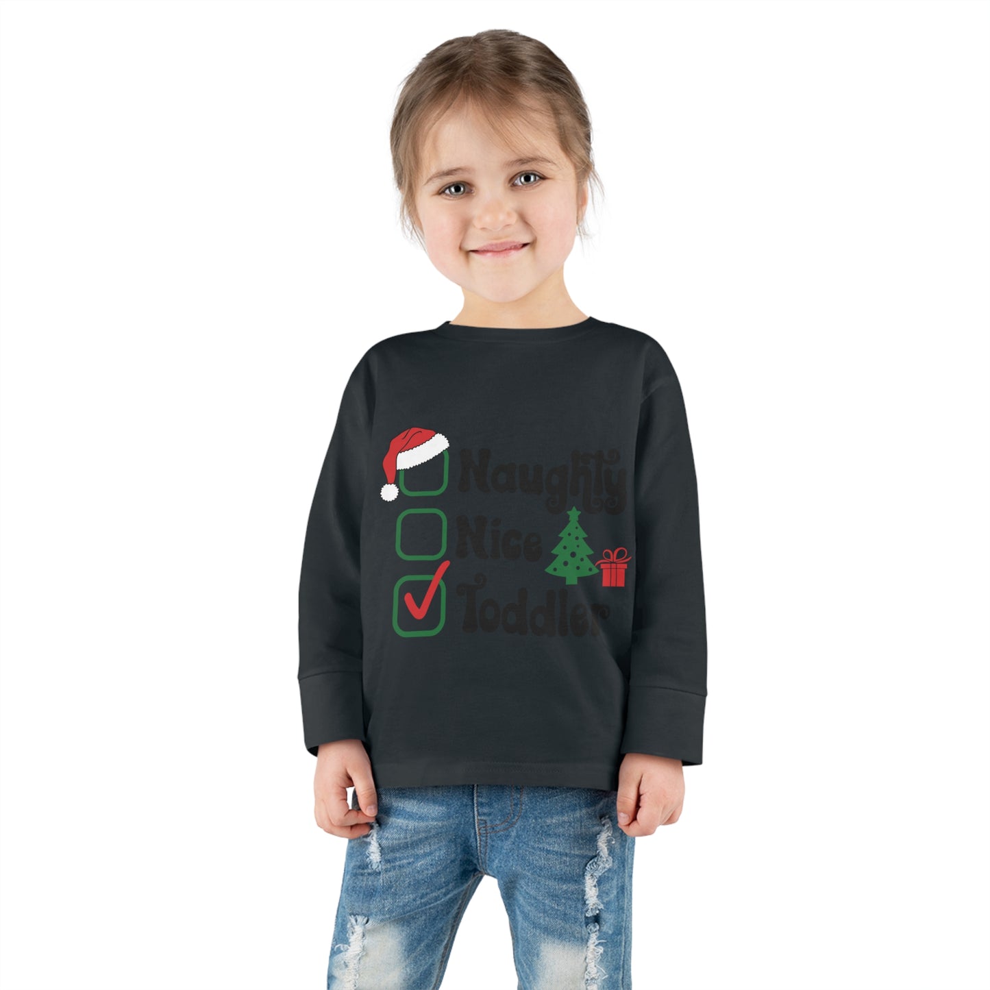 Naughty nice toddler checklist holiday Toddler Long Sleeve Tee