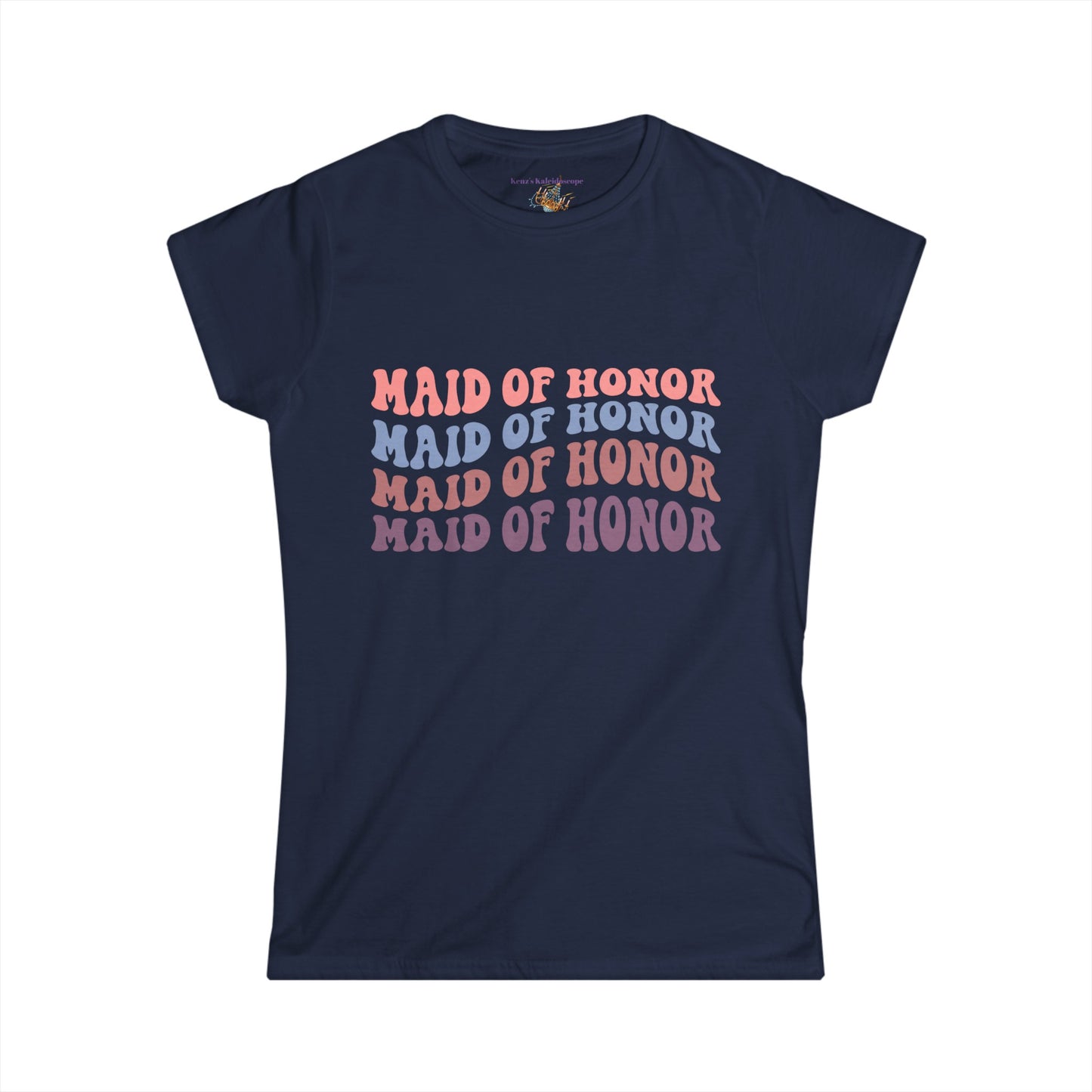 Maid Of Honor Retro Repeat, MOH, S - 2XL, Women's Softstyle Tee