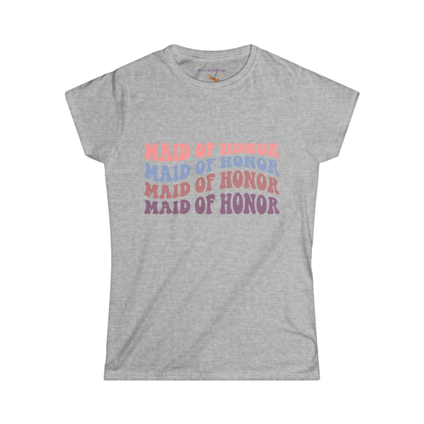 Maid Of Honor Retro Repeat, MOH, S - 2XL, Women's Softstyle Tee