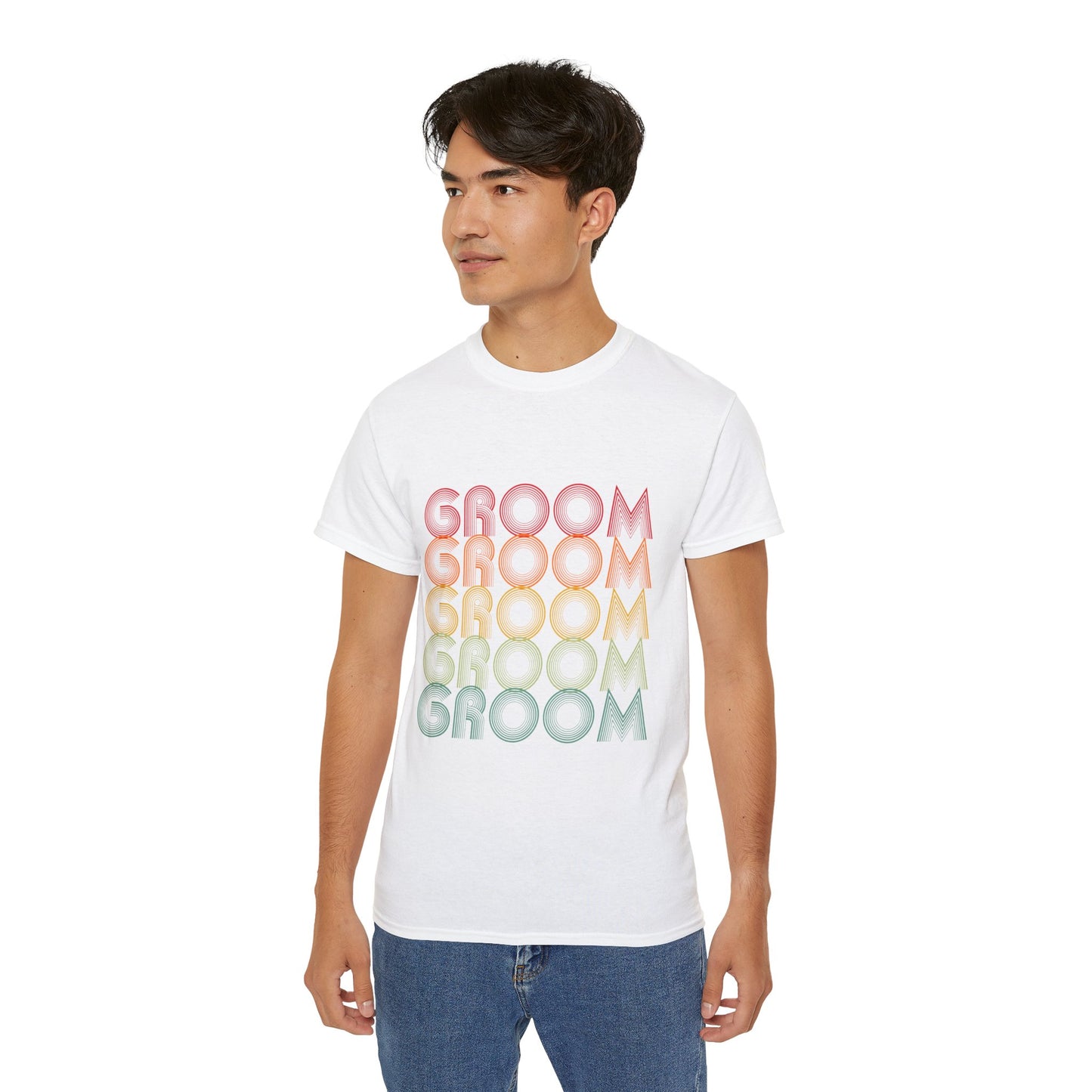 Groom Engagement Party Retro Fade, S-5XL, Unisex Ultra Cotton Tee