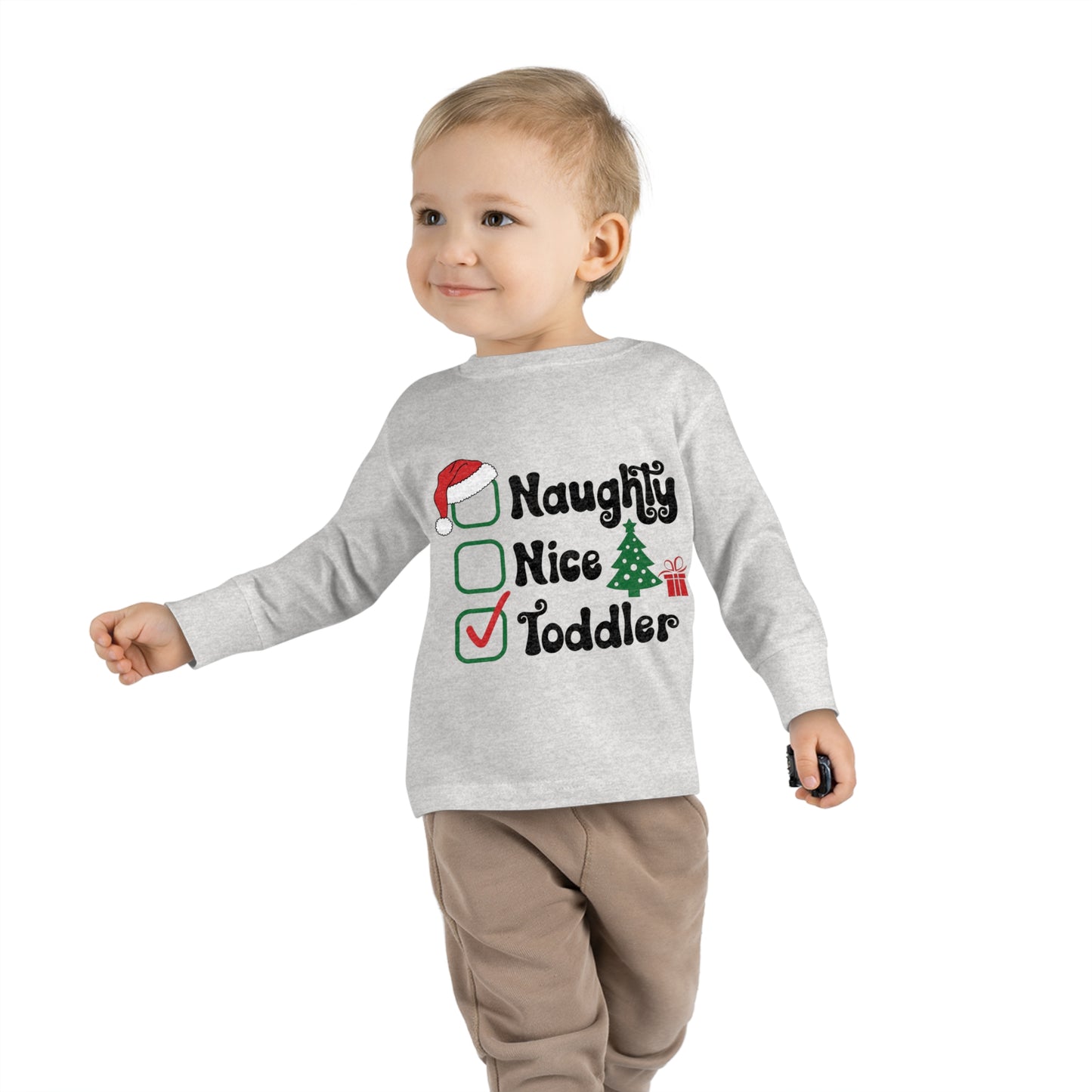 Naughty nice toddler checklist holiday Toddler Long Sleeve Tee