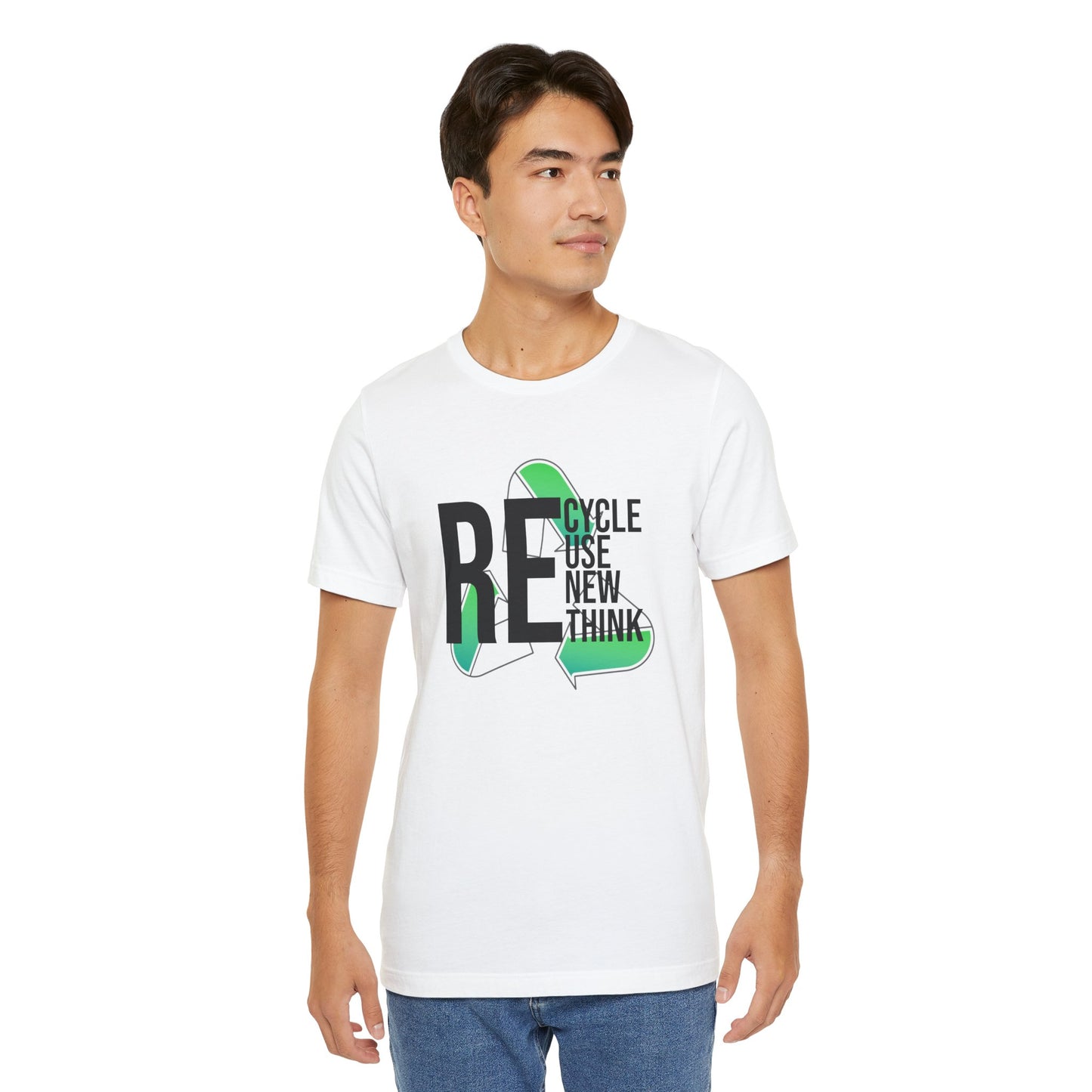 Recycle Reuse Renew Rethink Earthday S-3XL Unisex Jersey Short Sleeve Tee
