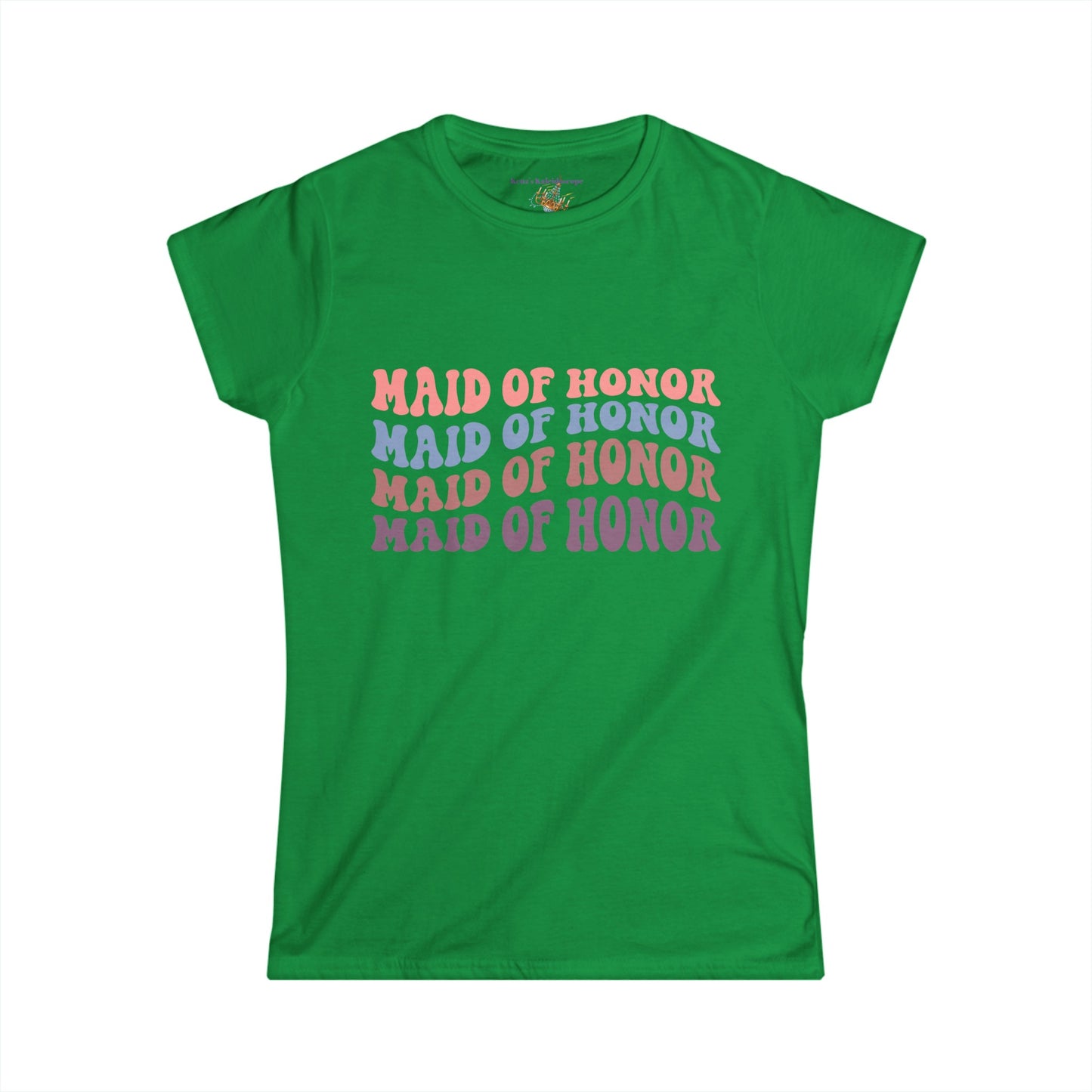 Maid Of Honor Retro Repeat, MOH, S - 2XL, Women's Softstyle Tee