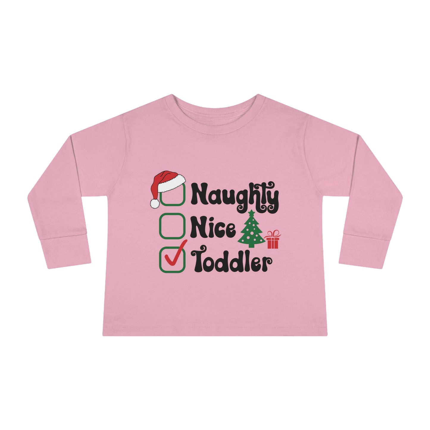 Naughty nice toddler checklist holiday Toddler Long Sleeve Tee