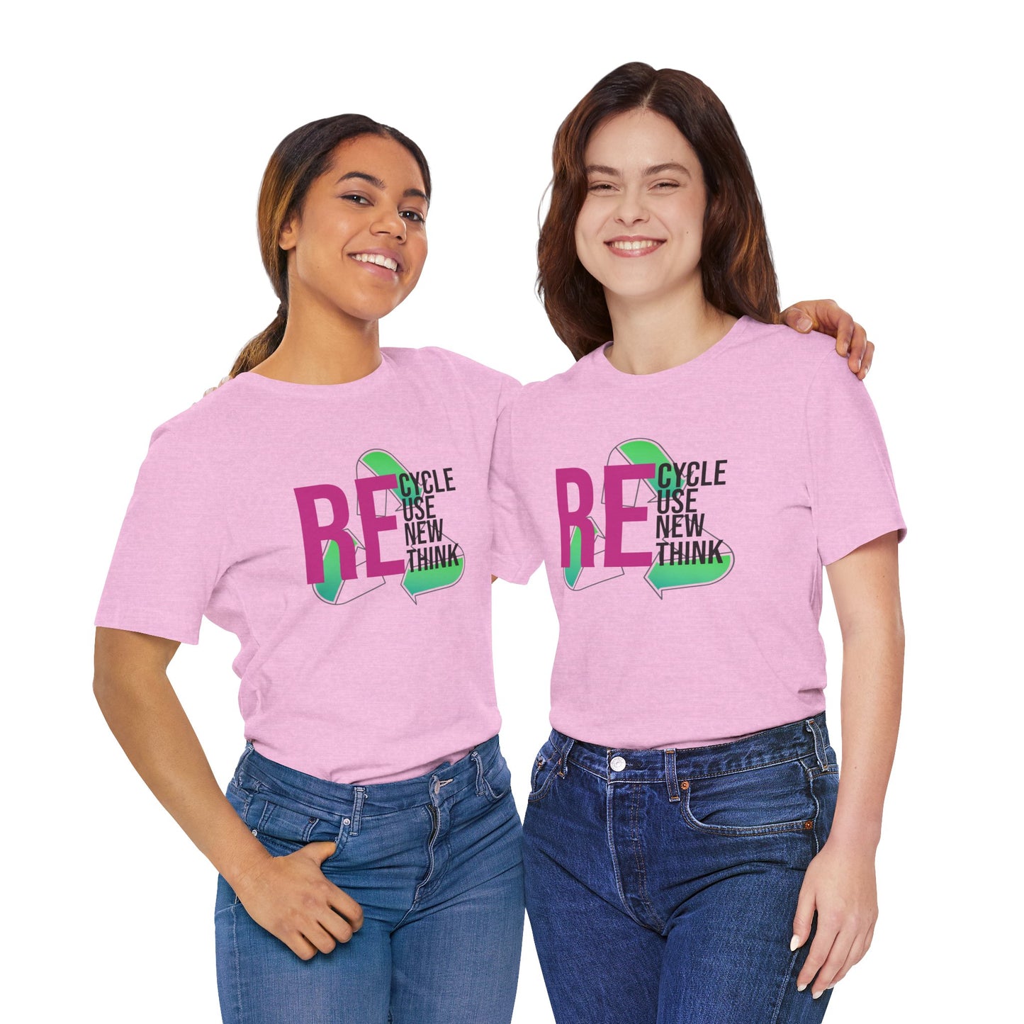Recycle Reuse Renew Rethink Earthday S-3XL Unisex Jersey Short Sleeve Tee