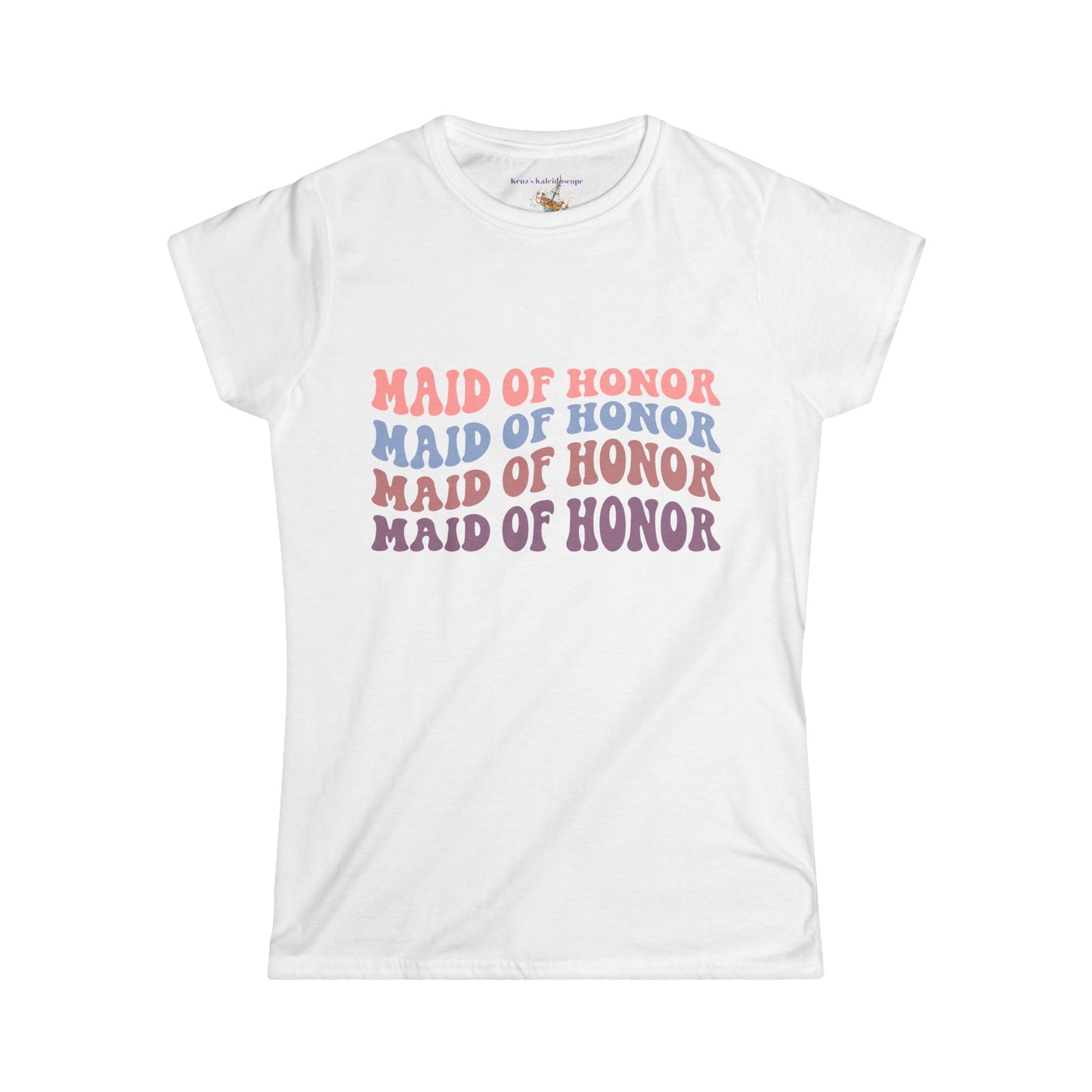 Maid Of Honor Retro Repeat, MOH, S - 2XL, Women's Softstyle Tee