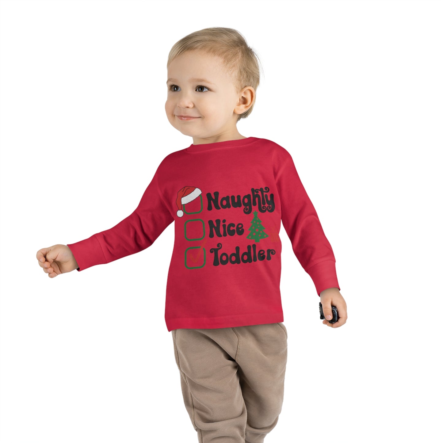 Naughty nice toddler checklist holiday Toddler Long Sleeve Tee