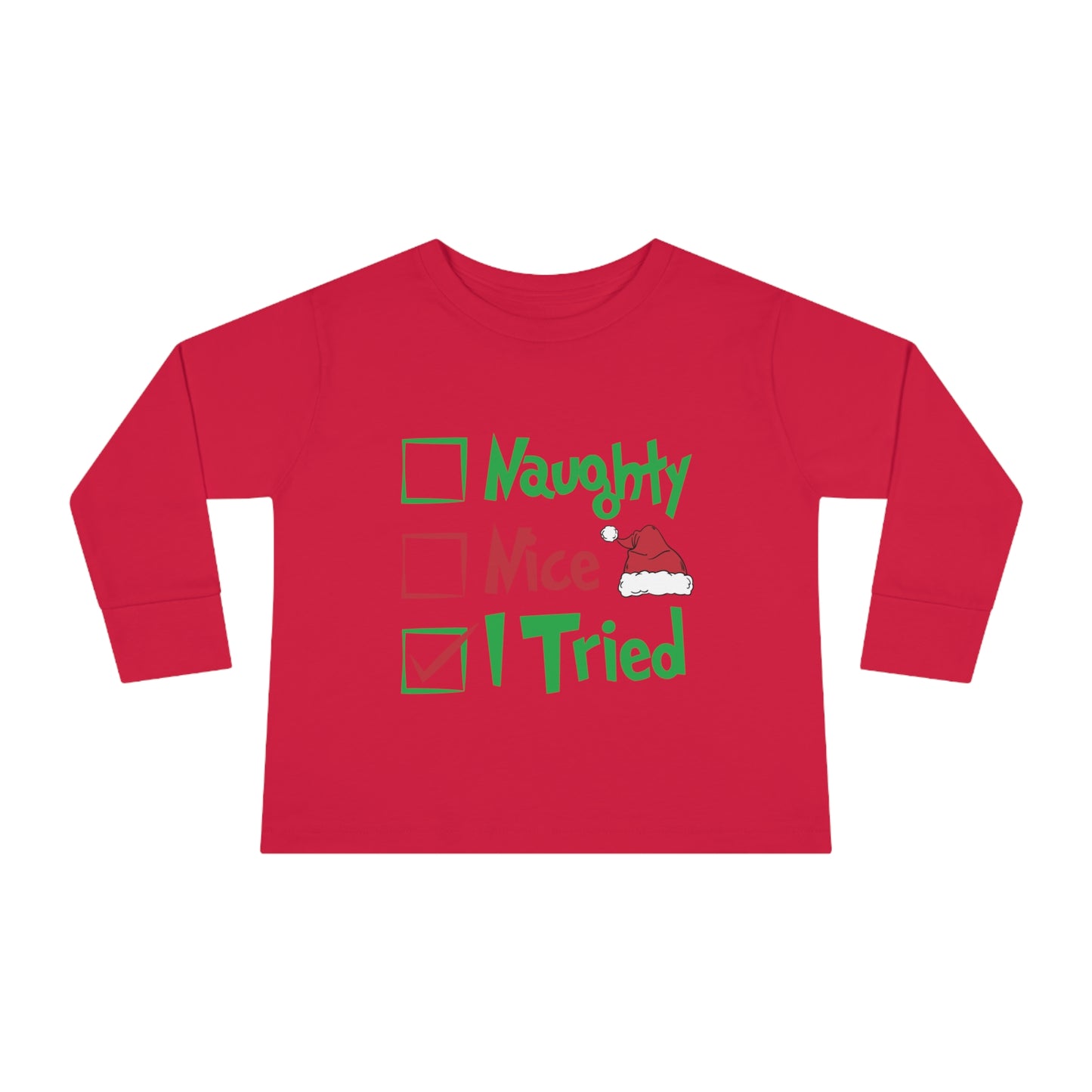 Naughty Nice I Tried Holiday Checklist Toddler Long Sleeve Tee