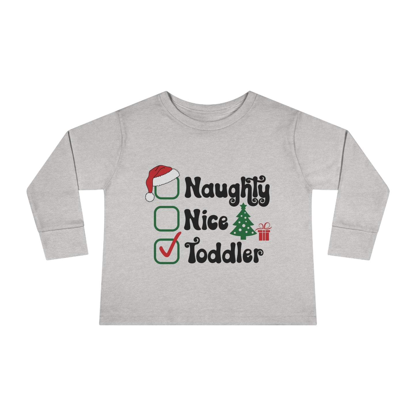 Naughty nice toddler checklist holiday Toddler Long Sleeve Tee