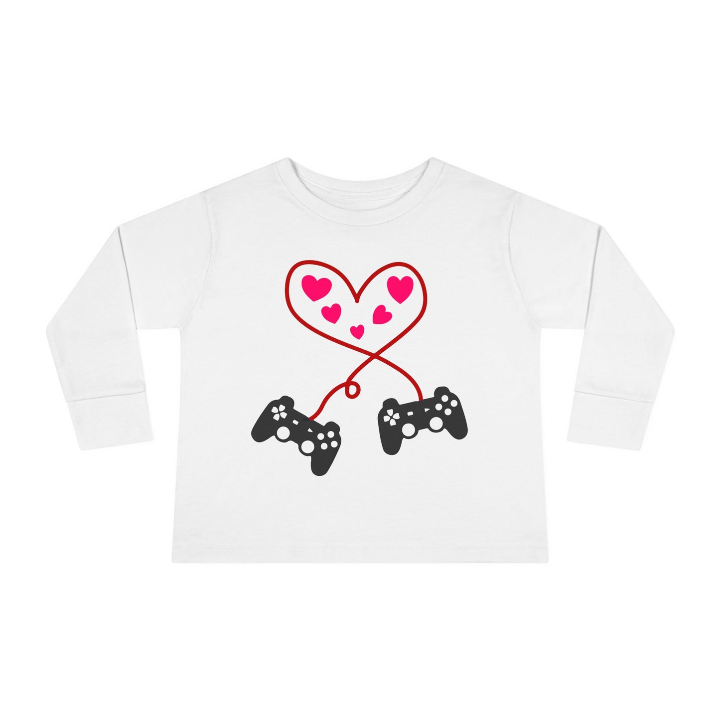 Video Game Controller Heart Valentines Day Gamer Toddler Long Sleeve Tee