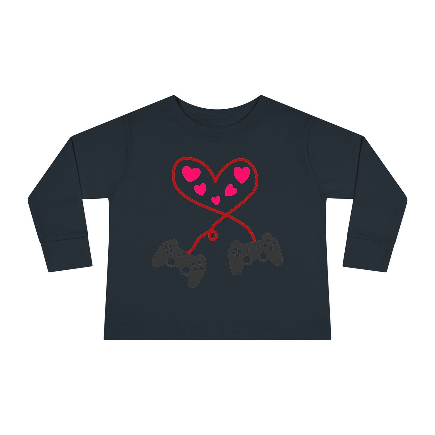 Video Game Controller Heart Valentines Day Gamer Toddler Long Sleeve Tee