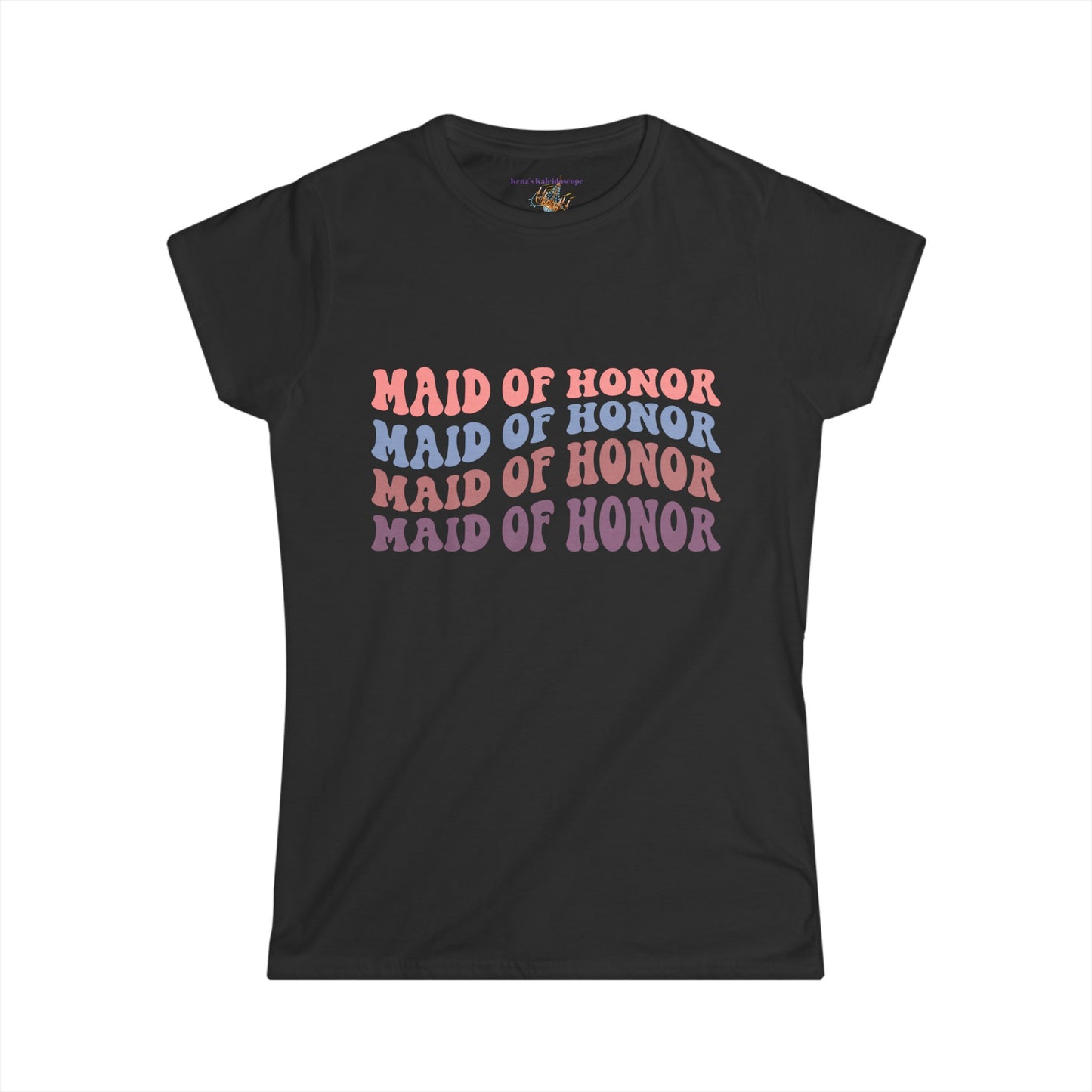 Maid Of Honor Retro Repeat, MOH, S - 2XL, Women's Softstyle Tee