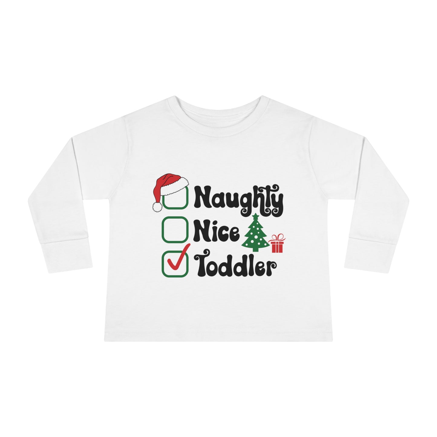 Naughty nice toddler checklist holiday Toddler Long Sleeve Tee