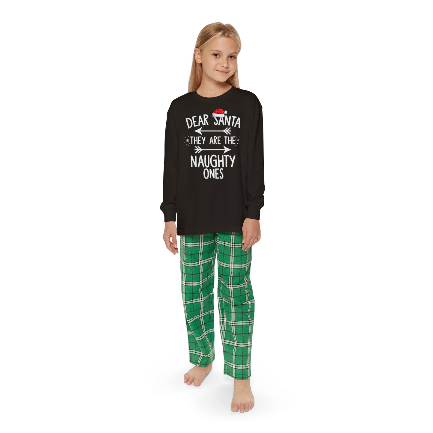 They're the naughty ones, pajamas, holiday flannel Youth Long Sleeve Holiday Outfit Set