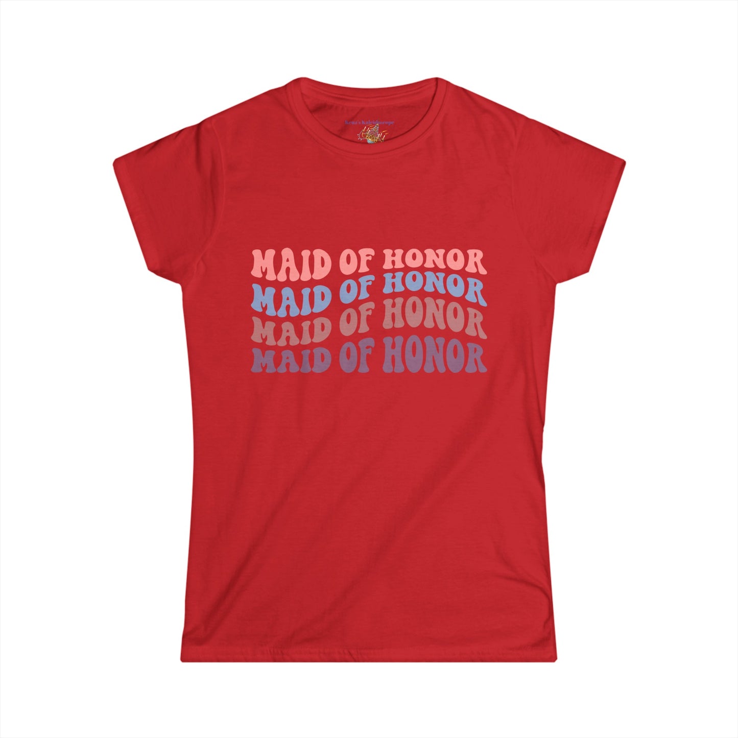 Maid Of Honor Retro Repeat, MOH, S - 2XL, Women's Softstyle Tee